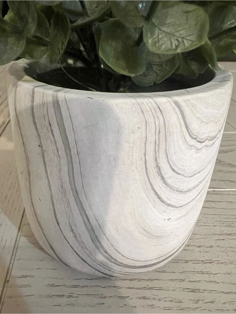 Artificial Eucalyptus Plant in Marble Pot